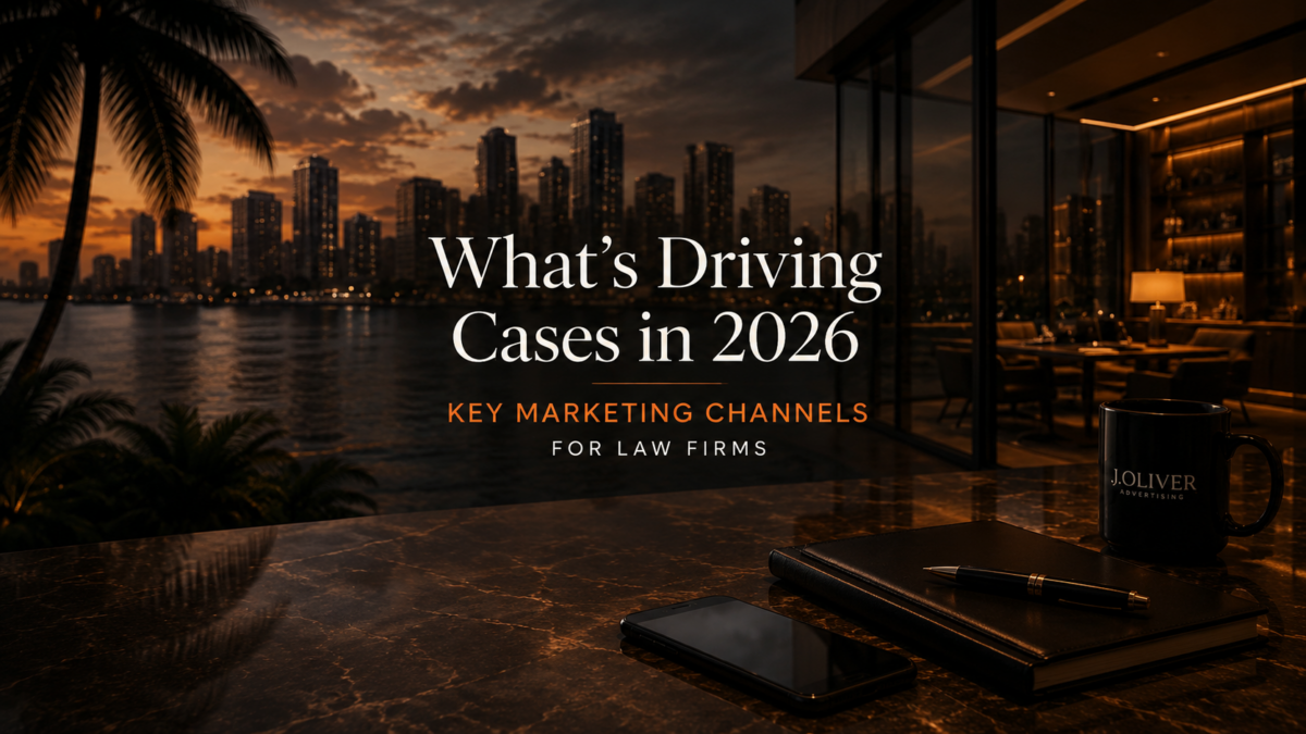 illustration for blog post header image of whats driving cases in 2026 for law firms. J. Oliver Advertising